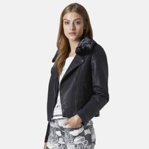 Topshop Faux Leather Jacket w/ Removable Faux Fur